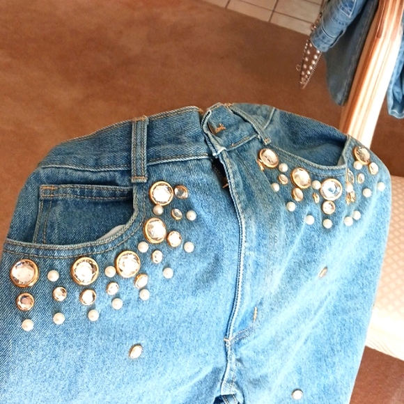 Ladies Vintage jeans,brand- Monique..u.s.a.,size 3/4..crystal embellishments - Picture 13 of 14
